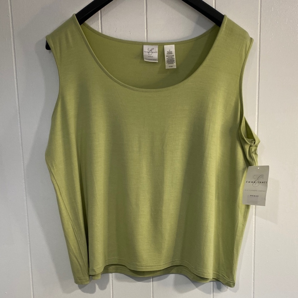 Green Rayon Tank Top Shell Elevated Essential Layering Piece Emma James Size 2XL